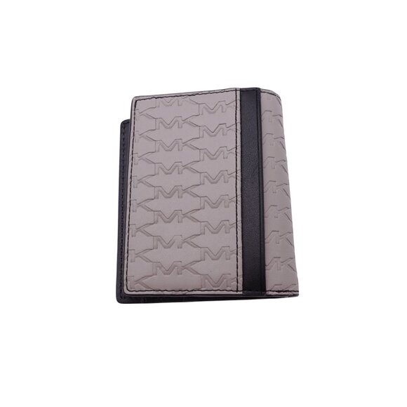 NWOT Michael Kors Malone Debossed Logo Duo Fold Wallet Gray Card Slot Pockets - Picture 2 of 10